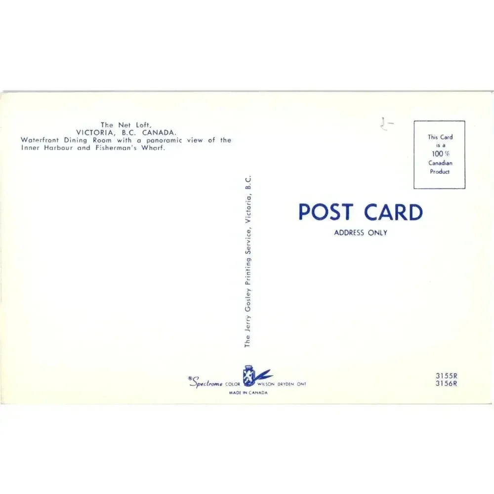 The Net Loft. Victoria, B.C. Canada. Waterfront Dining Room Postcard